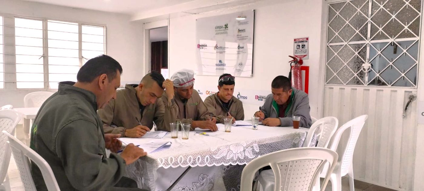 Colaboradores diligenciando los cuestionarios de la batería